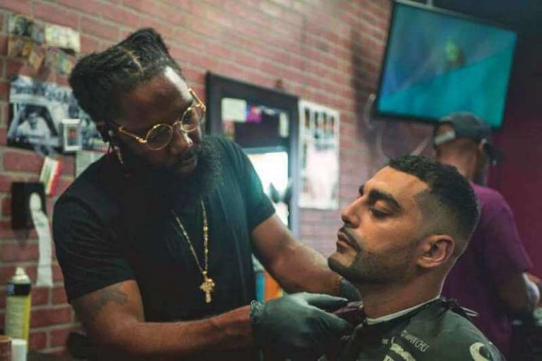 Barber with a customer