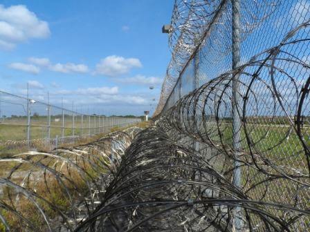 wired fence in a jail